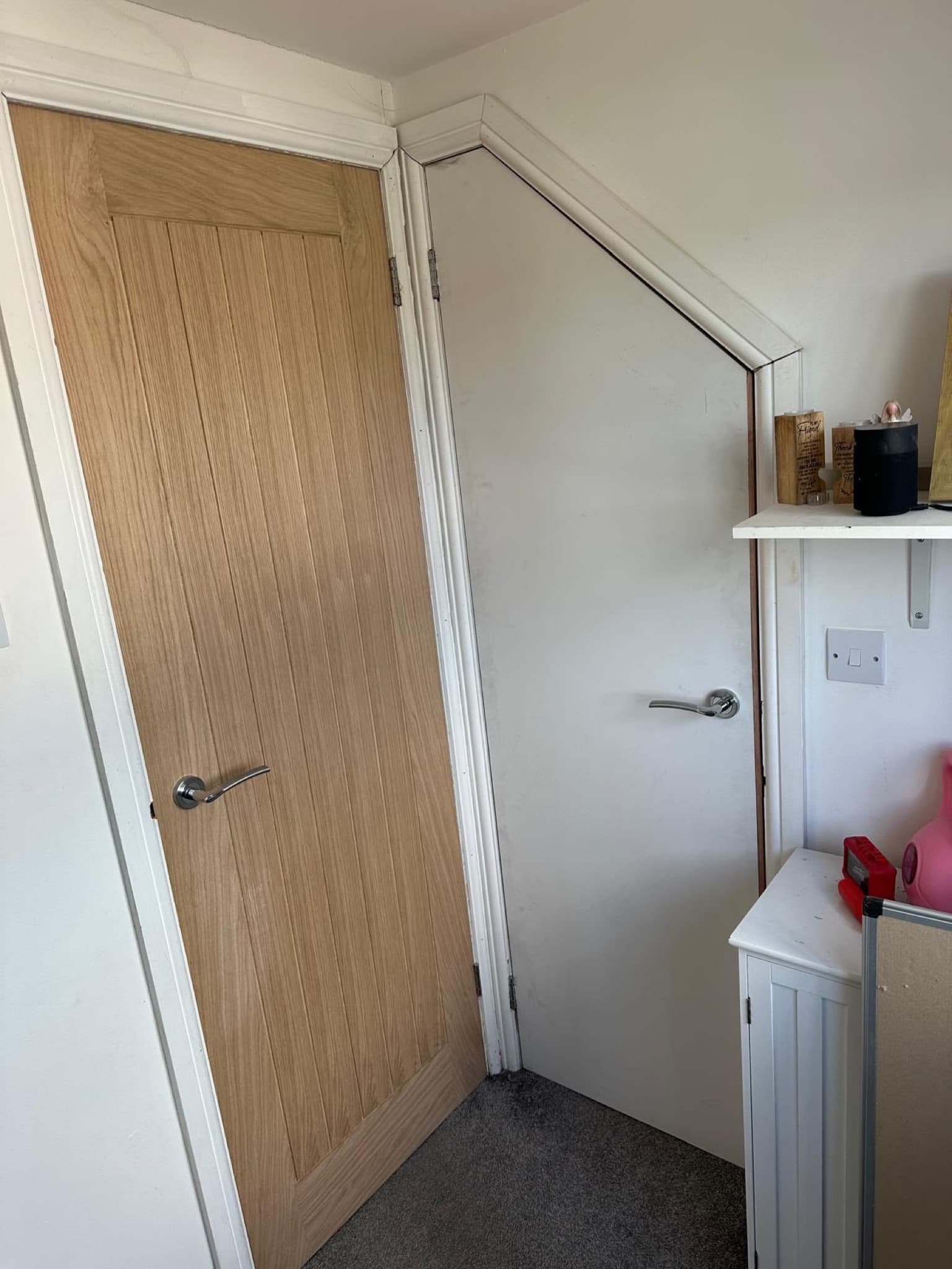 Hallway with oak doors and new flooring