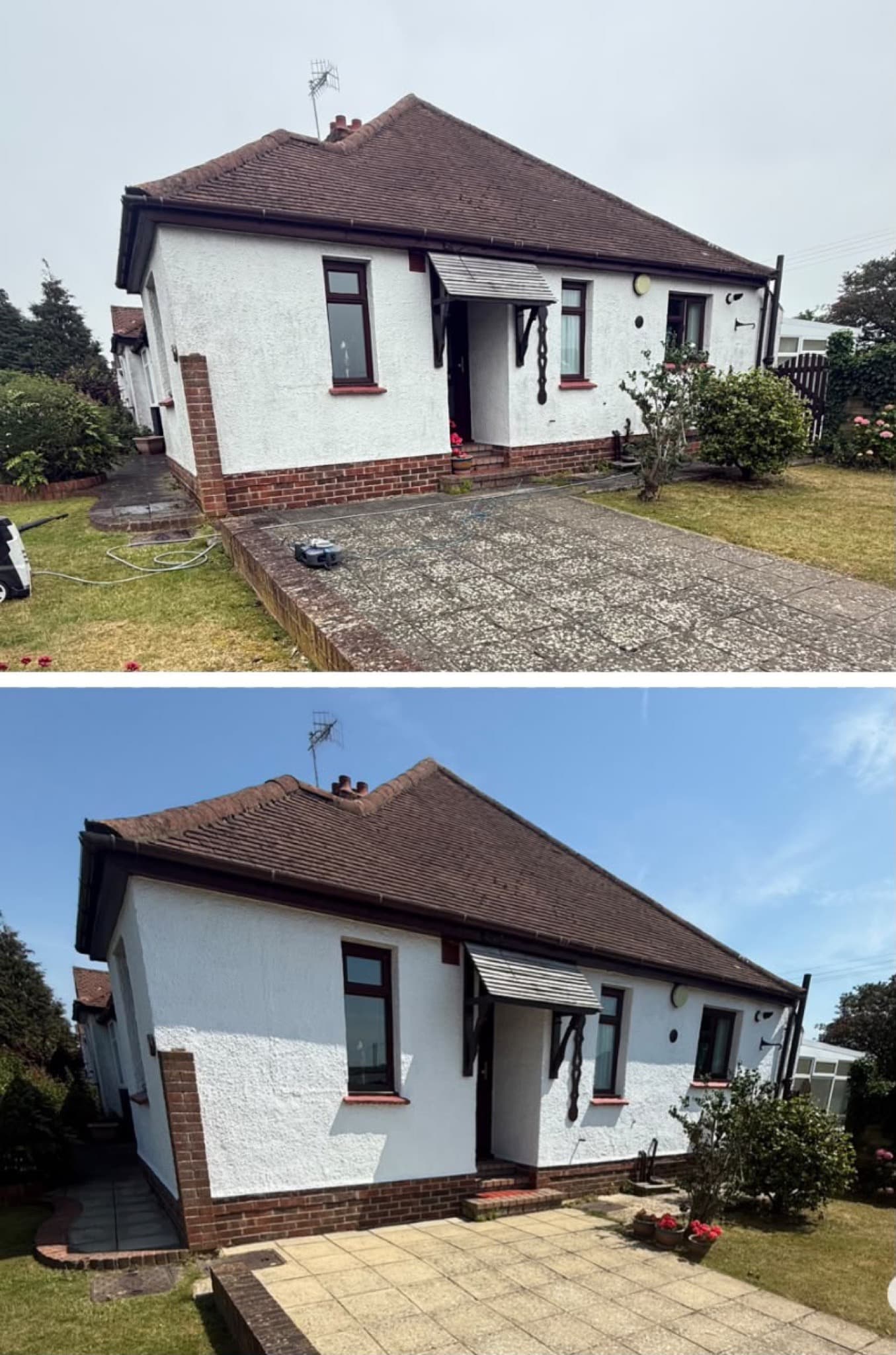 Stone patio after cleaning