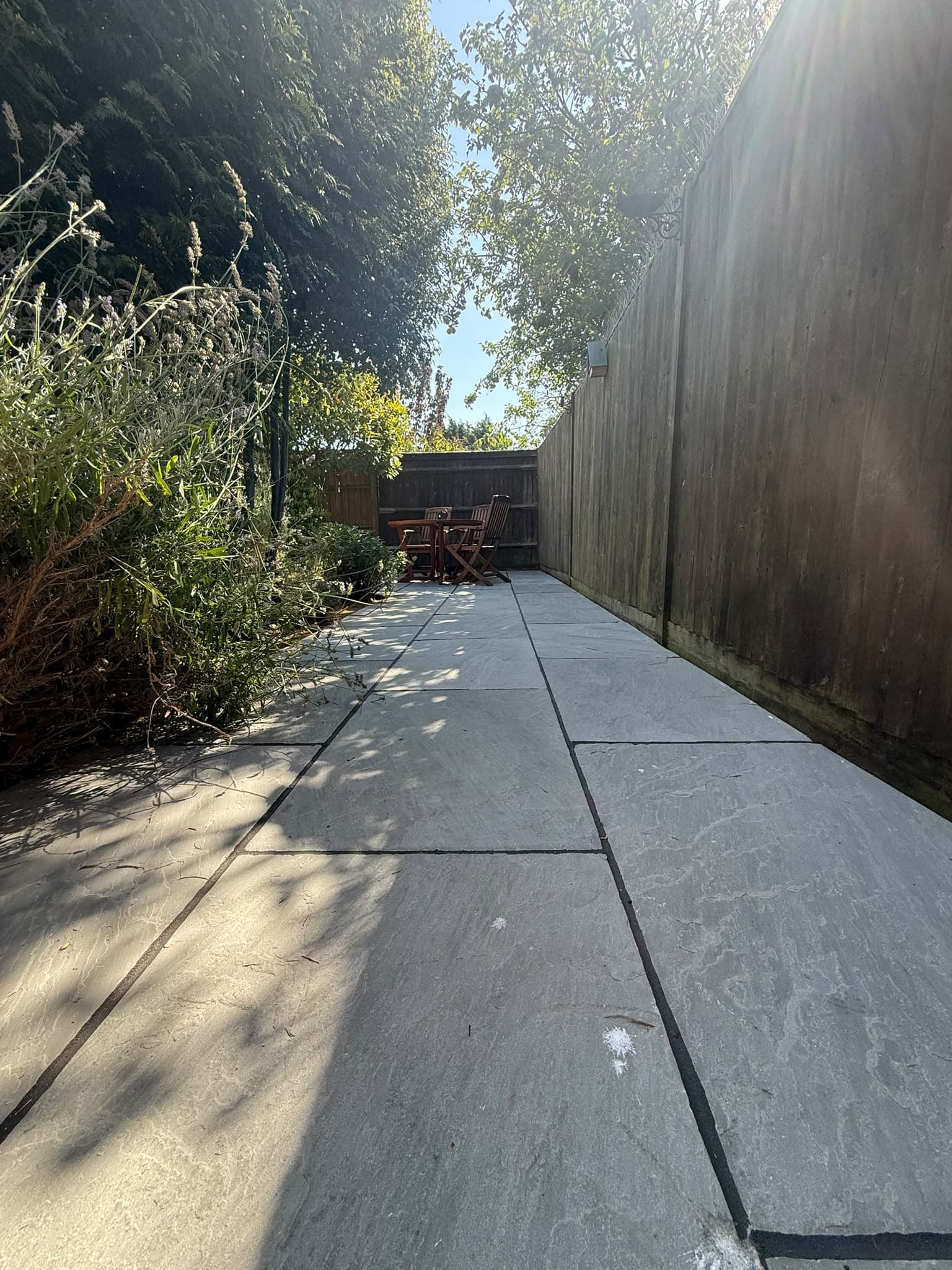 Natural sandstone garden patio and outdoor living space